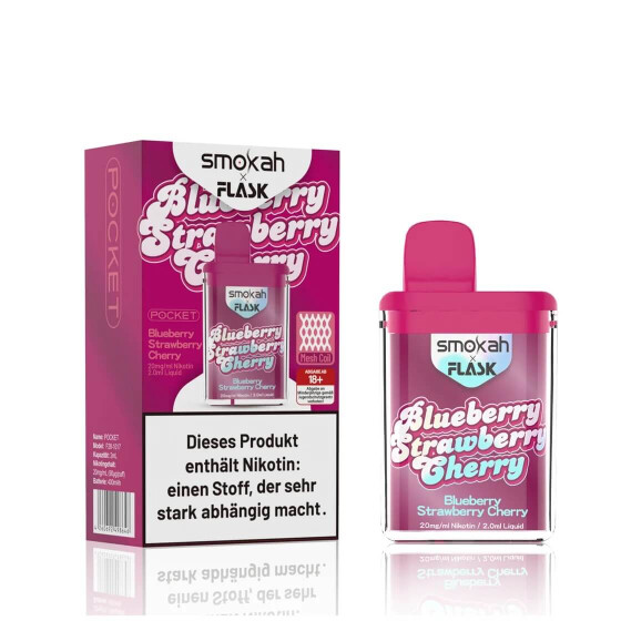 Smokah x Flask Pocket - E-Shisha - Einweg - Blueberry Strawberry Cherry